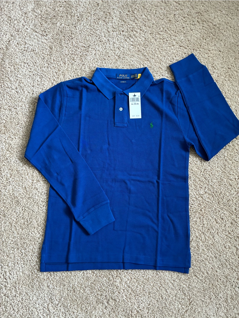 Polo by Ralph Lauren Kids Long-Sleeve Polo - Royal Blue with Green Pony